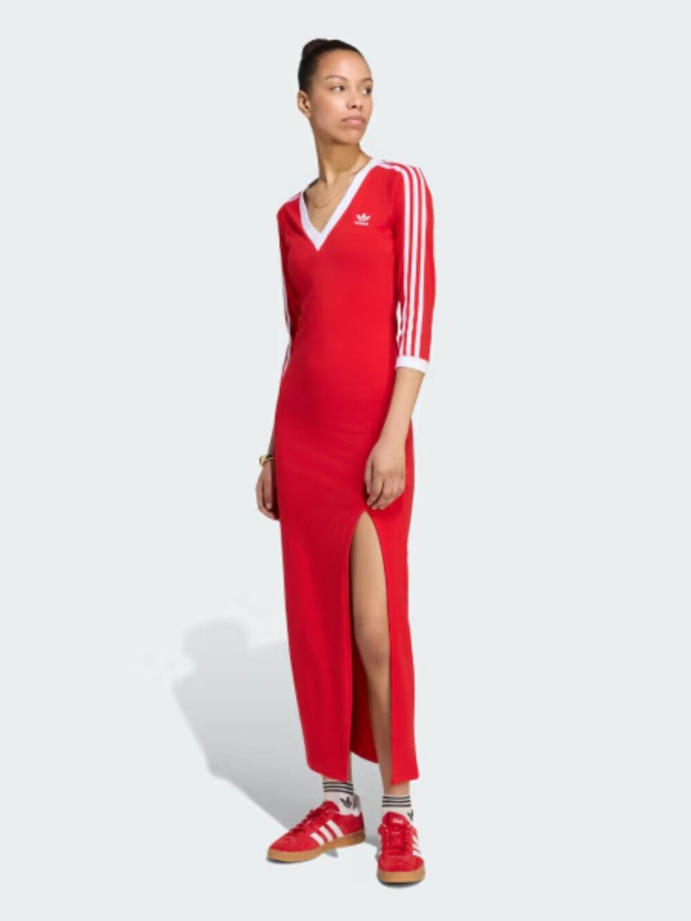 Adicolor Classics 3-Stripes Maxi Dress in Red - Medium
